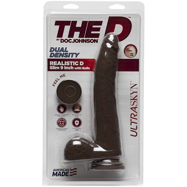 The D Realistic D Slim with Balls Chocolate 9in