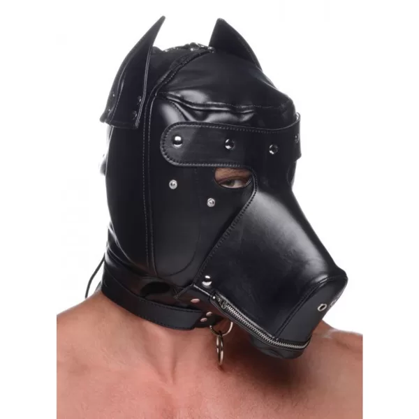 Master Series Muzzled Universal BDSM Hood with Removable Muzzle